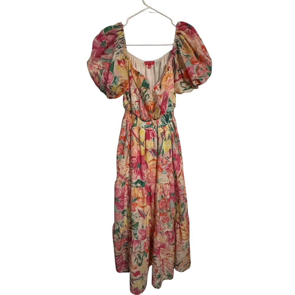 Flying Tomato Floral Puff Sleeve Midi Dress Size Small Cottagecore Romantic